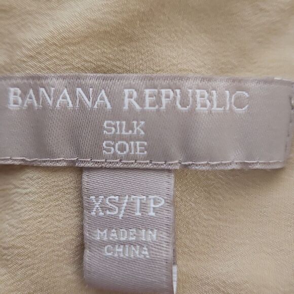 Banana Republic 100% Silk Short Sleeves Top Champagne XS - Picture 5 of 16